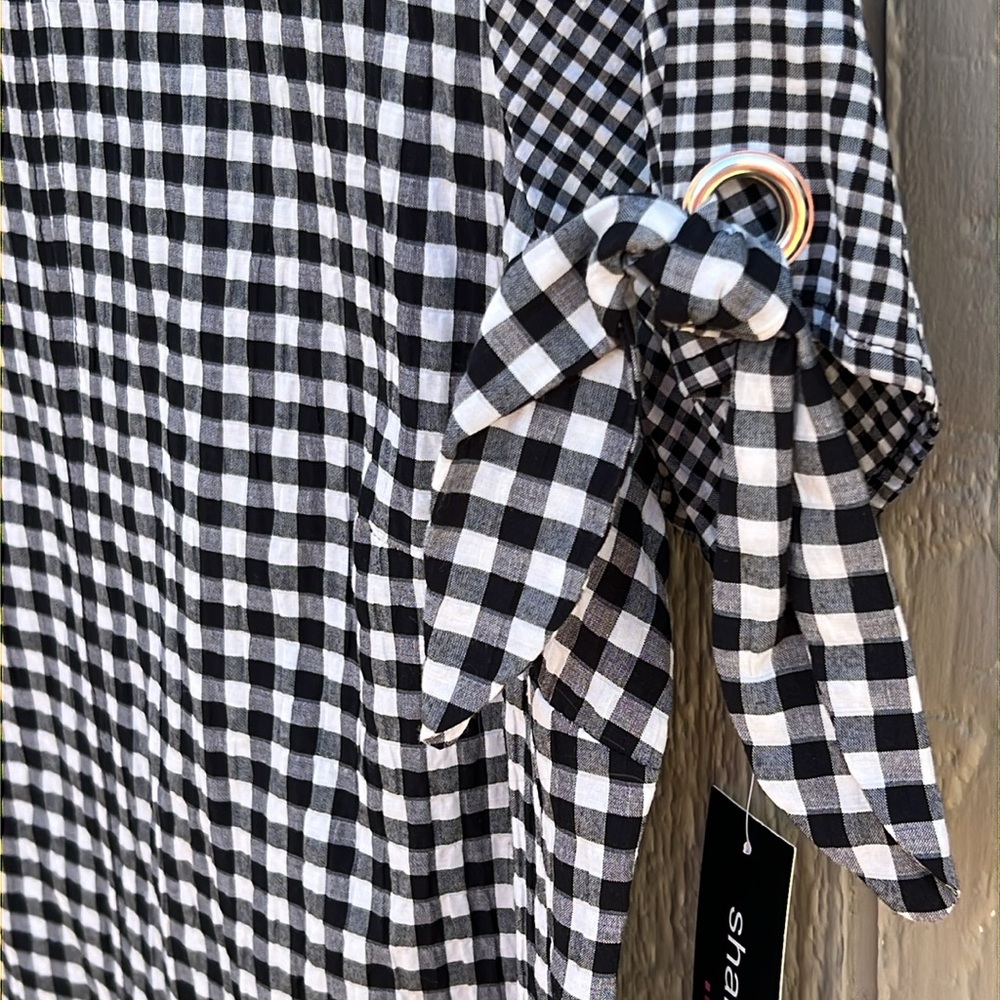 NWT Sharagano Grace Gingham Dress Size 10 Black/White Checkered Classic - Picture 8 of 16